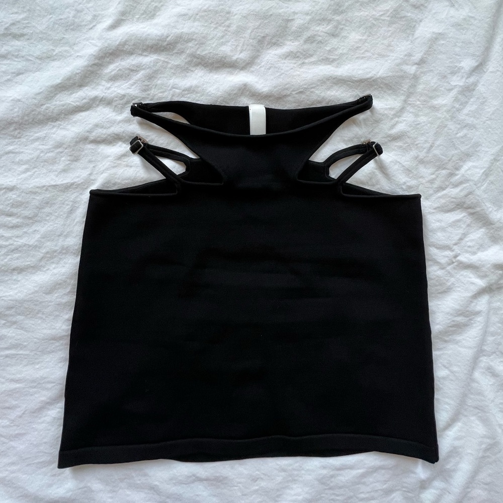 DION LEE BLACK VISCOSE MINI SKIRT